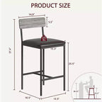 Lot de tabourets de bar, tabourets de bar rembourrés avec pieds en métal, repose-pieds et dossier, assise en PU, chaises hauteur cuisine