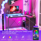 CuisinSmart Bureau d'angle en L de 43 pouces, bureau de gaming à 3 tiroirs avec étagères de rangement et support d'écran, bureau réversible pour la maison ou le bureau