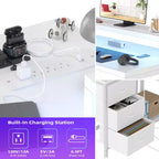 CuisinSmart Bureau d'angle en L de 43 pouces, bureau de gaming à 3 tiroirs avec étagères de rangement et support d'écran, bureau réversible pour la maison ou le bureau