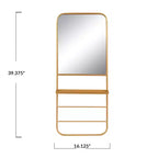 Miroir mural encadré en métal avec étagère et 2 tringles Storied Home, doré