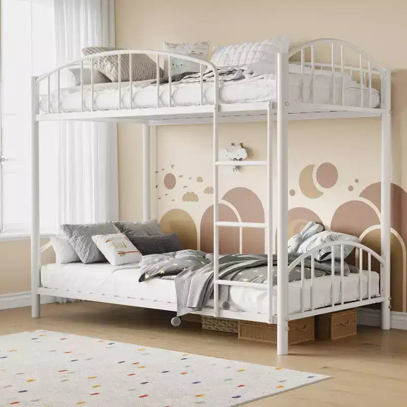 Lit superposé métallique GustoWave, lits jumeaux, avec garde-corps arqué et échelle de sécurité