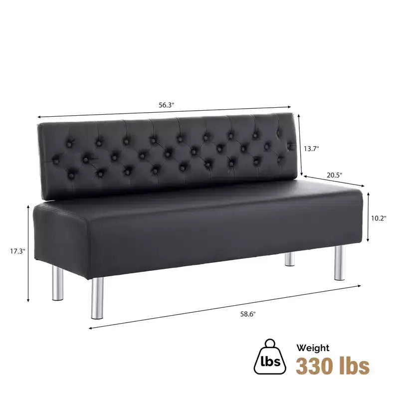 Banc de réception/salle d'attente rembourré Karl Home de 148,8 cm avec dossier capitonné