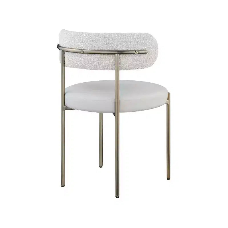 Meridian Furniture, Chaises de salle à manger Beacon en cuir vegan et tissu bouclé, lot de 2