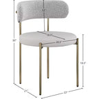 Meridian Furniture, Chaises de salle à manger Beacon en cuir vegan et tissu bouclé, lot de 2