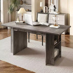CuisinSmart Table de salle à manger de style rustique avec 4 étagères de rangement spacieuses, table de cuisine rectangulaire en bois rustique, pour 4 à 6 personnes