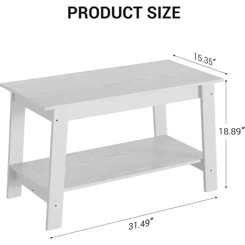 Table Basse Industrielle Moderne 31,5" avec 2 Étages de Rangement, Table Rectangulaire en MDF Noir, Table Compacte et Durable pour Salon et Bureau