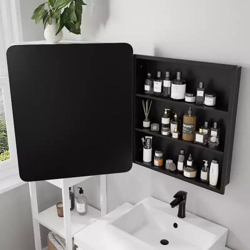 Armoire de toilette rectangulaire noire de 30 x 24 pouces avec miroir