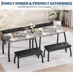 Ensemble table à manger CuisinSmart pour 4, table de cuisine avec 2 bancs rembourrés, ensemble de salle à manger 3 pièces pour petit espace