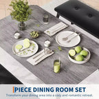 Ensemble table à manger CuisinSmart pour 4, table de cuisine avec 2 bancs rembourrés, ensemble de salle à manger 3 pièces pour petit espace