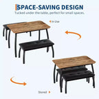 Ensemble table à manger CuisinSmart pour 4, table de cuisine avec 2 bancs rembourrés, ensemble de salle à manger 3 pièces pour petit espace