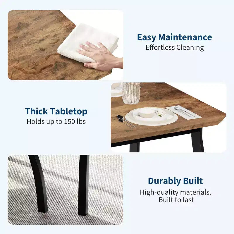 Ensemble table à manger CuisinSmart pour 4, table de cuisine avec 2 bancs rembourrés, ensemble de salle à manger 3 pièces pour petit espace
