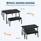 Ensemble table à manger CuisinSmart pour 4, table de cuisine avec 2 bancs rembourrés, ensemble de salle à manger 3 pièces pour petit espace