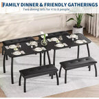 Ensemble table à manger CuisinSmart pour 4, table de cuisine avec 2 bancs rembourrés, ensemble de salle à manger 3 pièces pour petit espace