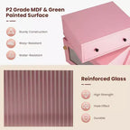 Table de chevet RoyalCraft avec bandes lumineuses LED, tiroir rotatif et porte en verre, rose