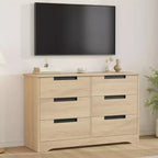 Commode TROPOW 6 tiroirs pour chambre à coucher, organiseur double moderne avec poignées encastrées, commode en bois pour salon