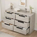 Commode TROPOW 6 tiroirs pour chambre à coucher, organiseur double moderne avec poignées encastrées, commode en bois pour salon