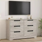 Commode TROPOW 6 tiroirs pour chambre à coucher, organiseur double moderne avec poignées encastrées, commode en bois pour salon
