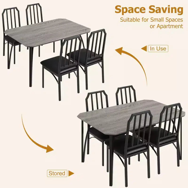Ensemble de table à manger CuisinSmart, avec design à chanfrein, table de cuisine 3/5 pièces avec sièges rembourrés