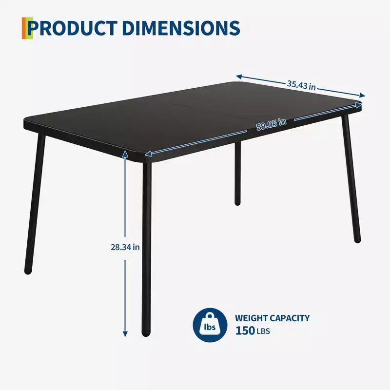 Table à manger en fer - Plateau en verre trempé intégré, Design épuré, Cadre en métal durable, Table à manger moderne avec plateau en verre