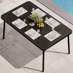 Table à manger en fer - Plateau en verre trempé intégré, Design épuré, Cadre en métal durable, Table à manger moderne avec plateau en verre