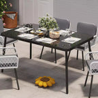 Table à manger en fer - Plateau en verre trempé intégré, Design épuré, Cadre en métal durable, Table à manger moderne avec plateau en verre