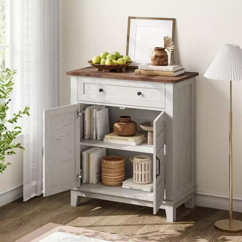 31.5 Armoire de buffet, Meuble de rangement rustique avec étagère réglable, Console d'entrée, Meuble de bar à café pour la cuisine