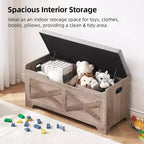 Banc de rangement Acekool avec couvercle relevable - Siège et organisateur d'entrée en bois rustique