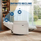Fauteuil inclinable, fauteuil à bascule pivotant avec ports de chargement USB, fauteuil inclinable en tissu chenille rembourré avec accoudoirs à double couche