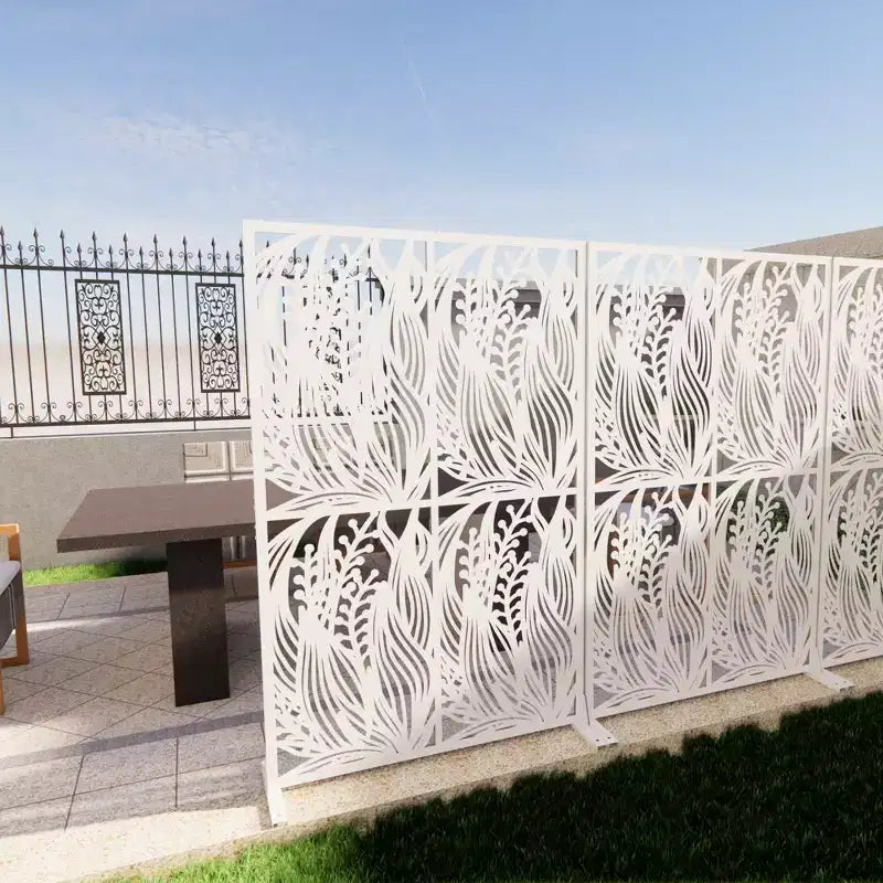 MAYEERTY Paravent intimité en fer motif oiseaux noirs de 117 cm, autoportant, pour intérieur et extérieur