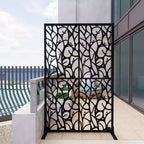 MAYEERTY 3.86Ft Black Bird Iron Privacy Screen, Freestanding Indoor Outdoor Divider