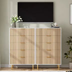 Commode moderne à 5 tiroirs avec poignées dorées - Grand meuble de rangement pour chambre, salon et entrée