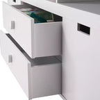 Organisateur de rangement de jouets à 3 niveaux, organisateur de rangement en bois Bibliothèque pour enfants avec 2 tiroirs et 3 compartiments de rangement, armoire de rangement sur pied