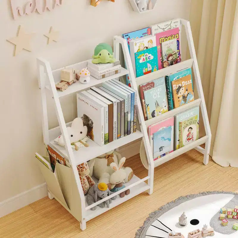 SUGIFT Bibliothèque et rangement de jouets à 3 niveaux pour enfants, bibliothèque pour enfants, organisateur de rangement de jouets (Blanc)