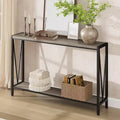 Table Console Industrielle Acekool avec Conception en V, Table d'Entrée/Canapé à 2 Niveaux pour Salon et Couloir, Rangement Peu Encombrant