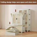 Armoire de Rangement 3 Étages pour Enfants avec Portes et Roues - Organiseur Portable de Vêtements pour Bébé avec Tringle et 10 Cintres