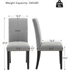 Acekool Chaises de salle à manger rembourrées lot de 2, pieds en bois, tissu lin, pour salle à manger et cuisine