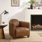 Fauteuil Art Leon en cuir avec design matelassé pour un confort intemporel