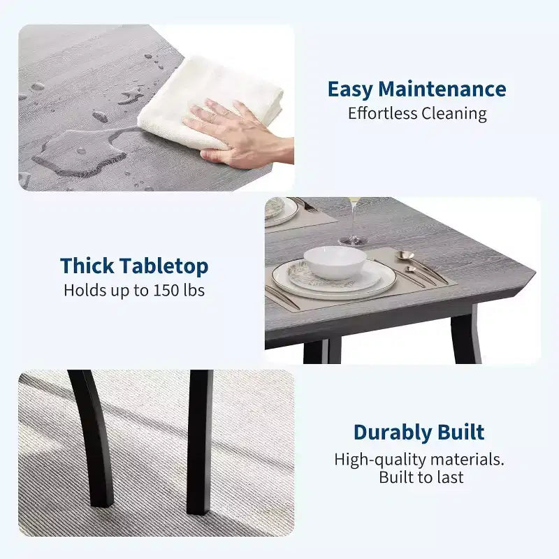 Ensemble table à rallonge 44 polyvalente, 3 pièces de mobilier convertible cuisine/salle à manger, design compact pour petits espaces, facile à assembler