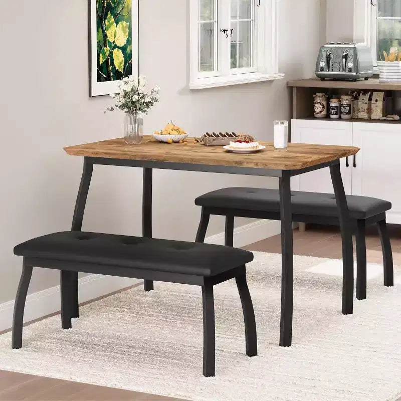 Ensemble table à rallonge 44 polyvalente, 3 pièces de mobilier convertible cuisine/salle à manger, design compact pour petits espaces, facile à assembler