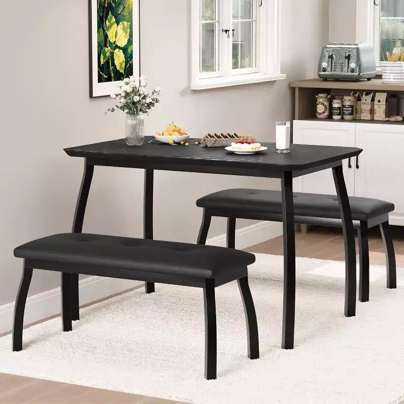 Ensemble table à rallonge 44 polyvalente, 3 pièces de mobilier convertible cuisine/salle à manger, design compact pour petits espaces, facile à assembler