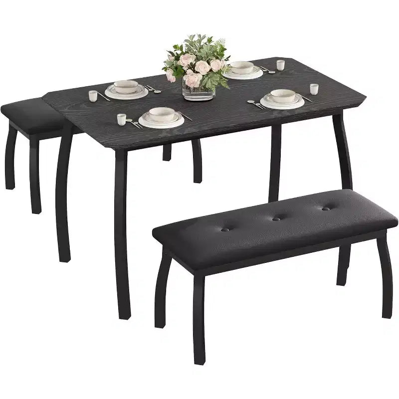 Versatile 44 Extendable Table Set, 3-Piece Convertible Kitchen/Dining Room Furniture, Compact Design for Small Spaces, Easy to Assemble