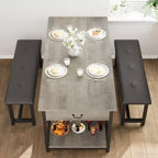 Ensemble de salle à manger pour 4, table de cuisine avec bancs rembourrés, table de salle à manger de cuisine pour petit espace