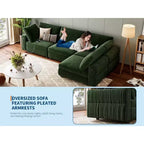 Canapé d'angle modulable 105 - Canapé en velours en forme de L avec port de chargement USB (Vert Émeraude)