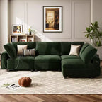 Canapé d'angle modulable 105 - Canapé en velours en forme de L avec port de chargement USB (Vert Émeraude)