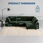 Canapé d'angle modulable 105 - Canapé en velours en forme de L avec port de chargement USB (Vert Émeraude)