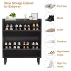 Meuble à chaussures avec tiroirs basculants, meuble de rangement à chaussures moderne pour entrée, meuble à chaussures en bois avec étagère réglable