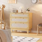 Table de chevet en rotin avec tiroirs, grande table de nuit moderne pour chambre à coucher
