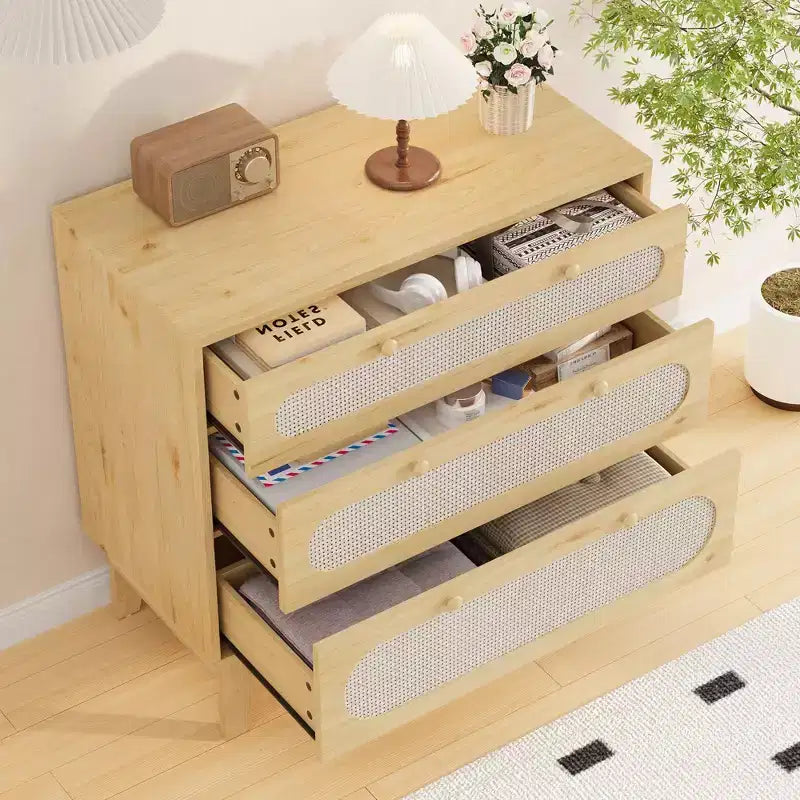 Table de chevet en rotin avec tiroirs, grande table de nuit moderne pour chambre à coucher