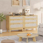 Table de chevet en rotin avec tiroirs, grande table de nuit moderne pour chambre à coucher