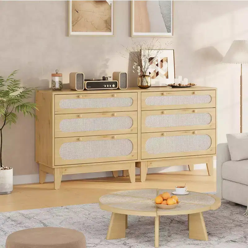Table de chevet en rotin avec tiroirs, grande table de nuit moderne pour chambre à coucher